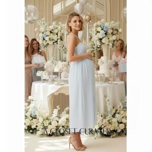 Emilia George Chloe Maternity Midi Dress Large Blue NWT